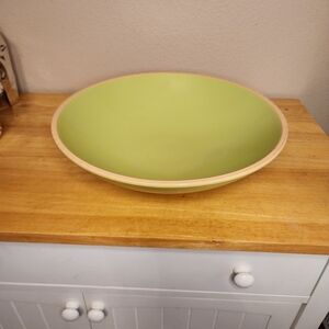 Elegant Green Bowl with Tan Edge
